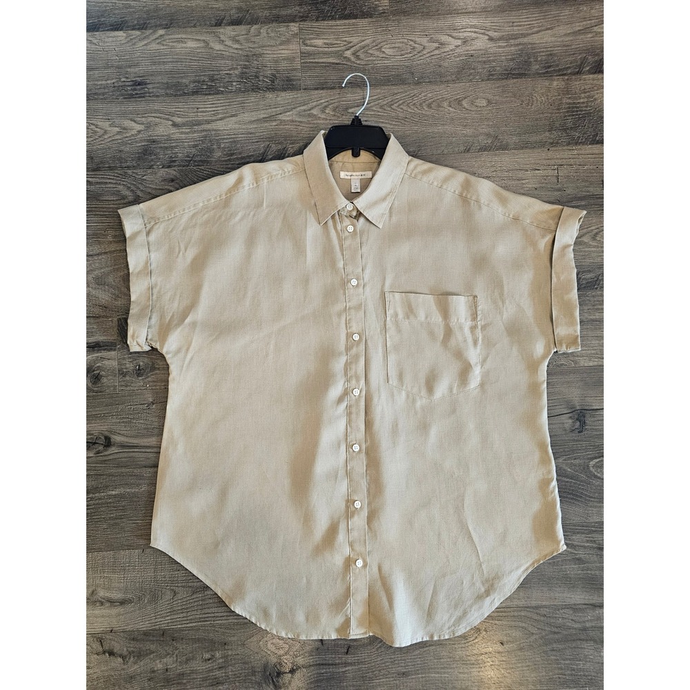 Banana Republic Linen Button Down Shirt XL Tall Short Sleeve Casual Men's Fall